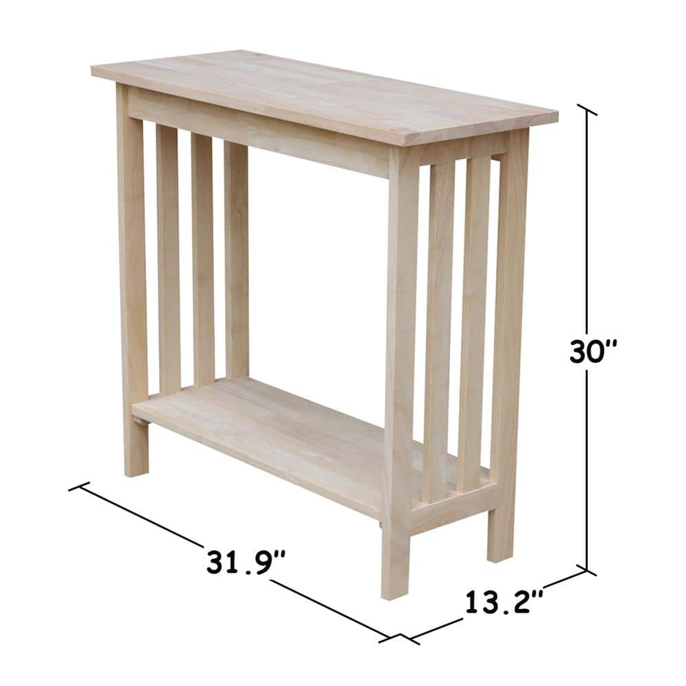 Unfinished Solid Wood Mission Entry Table with Shelf