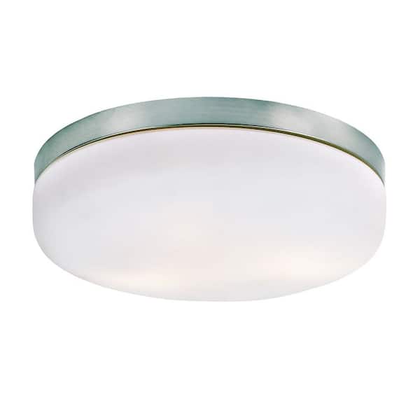 Bel Air Lighting Carmel 13 in. 3-Light Brushed Nickel Flush Mount with Frosted Glass Shade