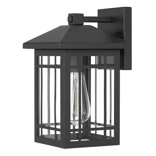 Worldwide Lighting Timberlake 1-Light Matte Black Painted Outdoor Wall Lantern Sconce
