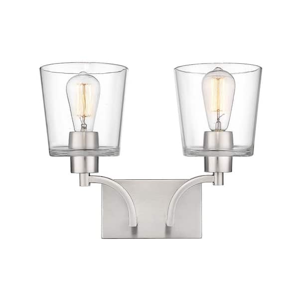 Millennium Lighting Evalon 16 in. 2-Light 16 in. Brushed Nickel Vanity Light with Clear Glass