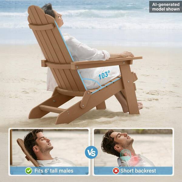 Mximu Teak Plastic Outdoor Weather-Resistant Folding Adirondack