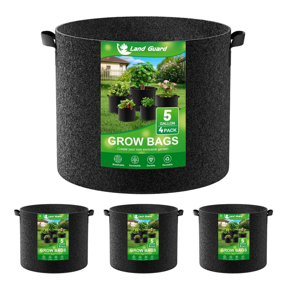 5 gal. Thickened Nonwoven Fabric Grow Bags with Handles for Gardening, Black (4-Pack) price history on PriceWatchPro