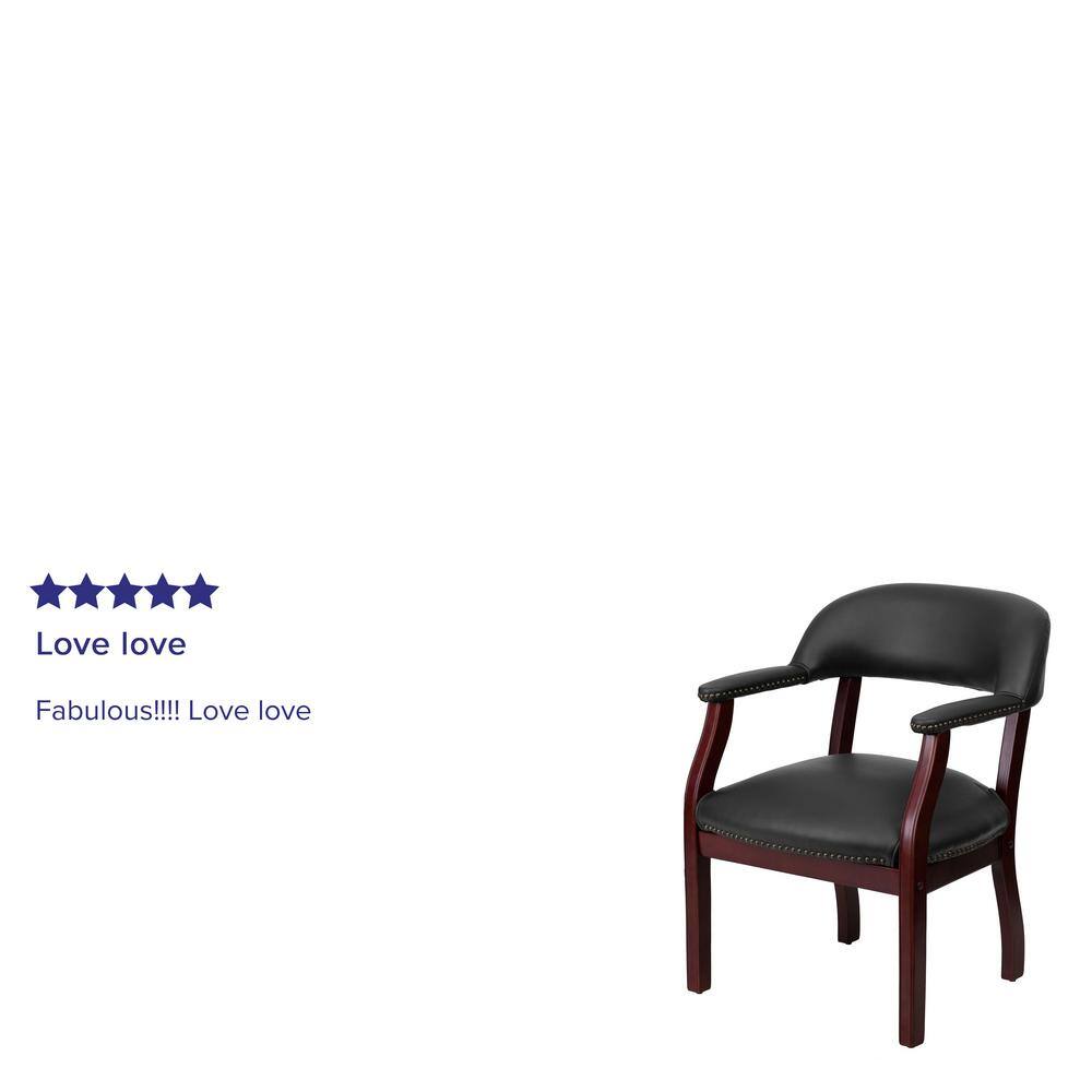 Elegant Black LeatherSoft Conference Chair with Brass Nail Accents