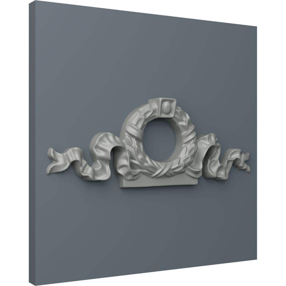 Gray Polyurethane Rectangular Decorative Wreath Onlay