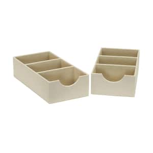 3-Section Hard-Sided Trays 2-Piece Set in Cream Linen