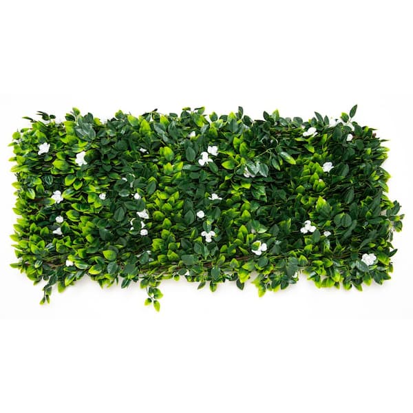 naturae decor Expandable Willow Trellis Hedges 36 in. X 72 in. White Rose Artificial Leaf