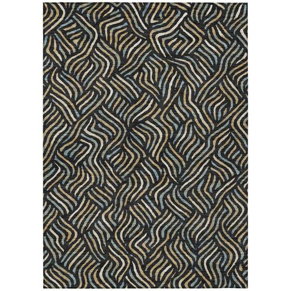 Chantille Machine Washable Indoor/Outdoor Abstract ACN2474 Black 10 ft. x 14 ft. Area Rug