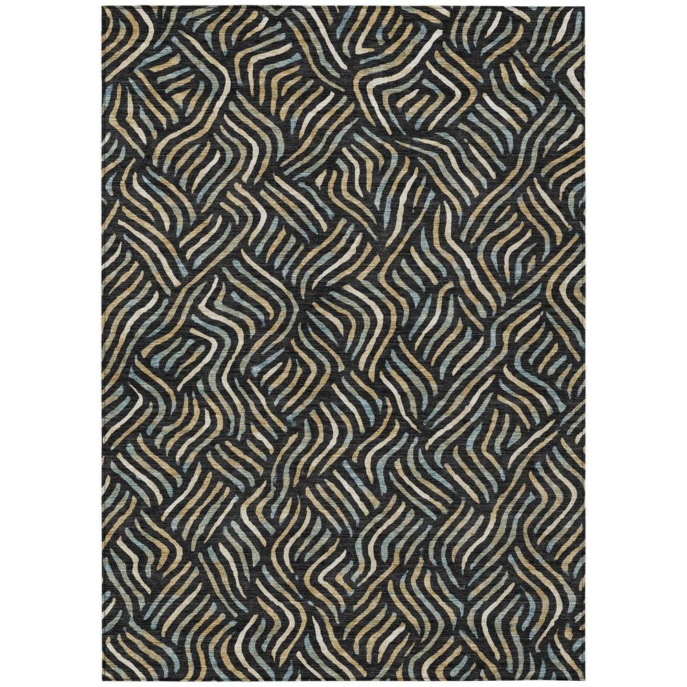 Chantille Machine Washable Indoor/Outdoor Abstract ACN2474 Black 5 ft. x 7 ft. 6 in. Area Rug price history on PriceWatchPro