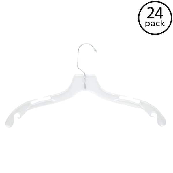 Honey Can Do Clear Plastic Hangers with Swivel Hook and Notches, Set of 24