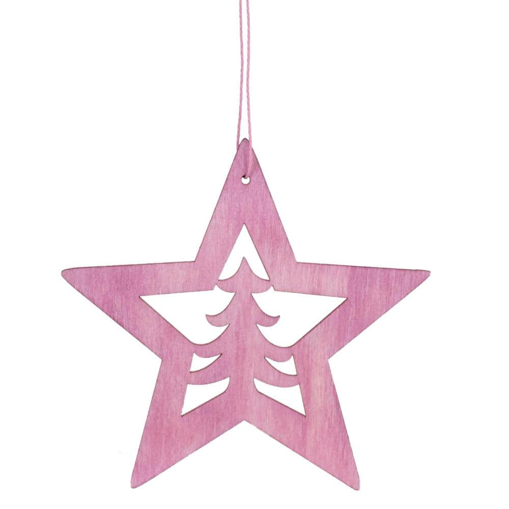 4 in. Pink Wooden Cut Out Star Christmas Ornament price history on PriceWatchPro