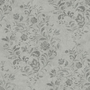 Isidore Grey Scroll Wallpaper Sample