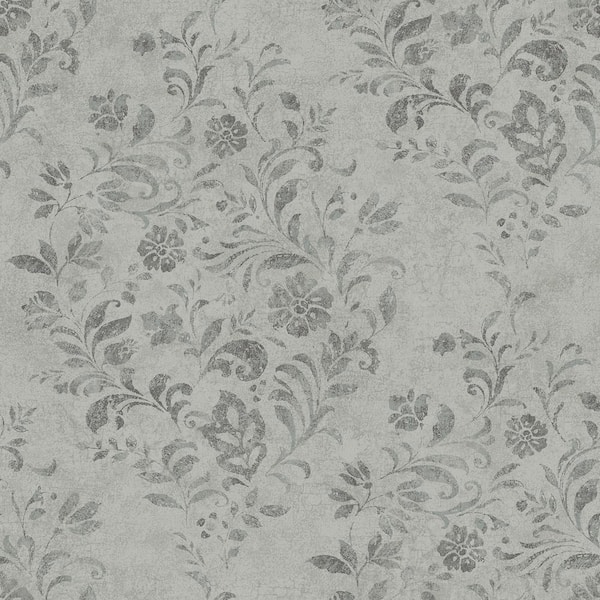 Chesapeake Isidore Grey Scroll Wallpaper Sample