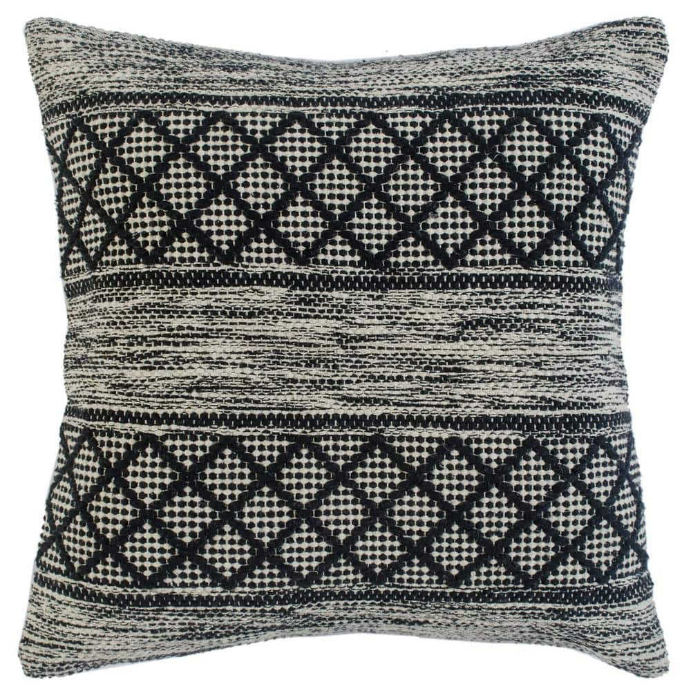 Ox Bay Farmhouse Diamond Geometric Throw Pillow   20  x 20   Gray / Black