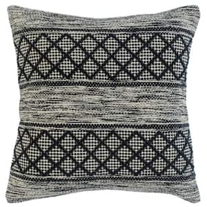 Diamond Gray / Black Trellis Geometric Soft Poly Fill 20 in. x 20 in. Indoor Throw Pillow