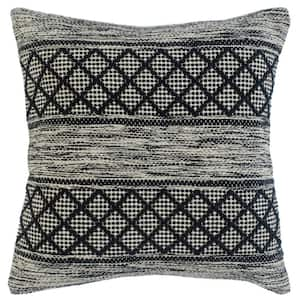 Diamond Gray / Black Trellis Geometric Soft Poly Fill 20 in. x 20 in. Throw Pillow