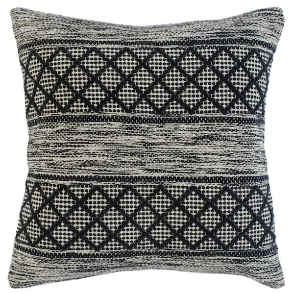 Unbranded Diamond Gray / Black Trellis Geometric Soft Poly Fill 20 in. x 20 in. Indoor Throw Pillow