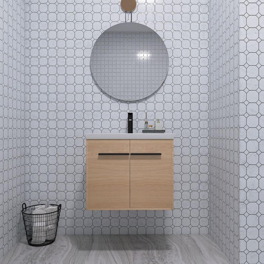 23.62 in. W x 18.11 in. D x 20.47 in. H Wall Mounted Bath Vanity in Light B