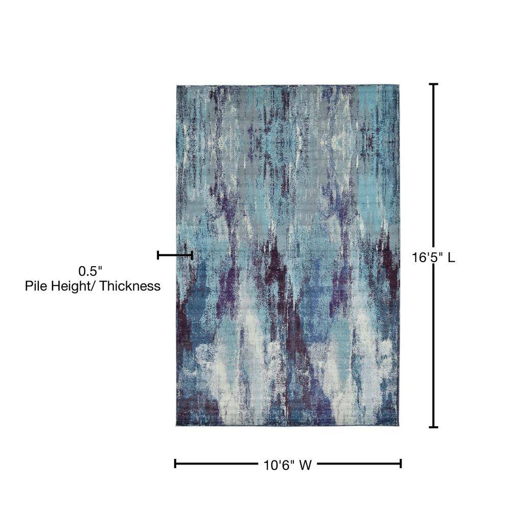 Blue Abstract Stain-Resistant Rectangular Area Rug