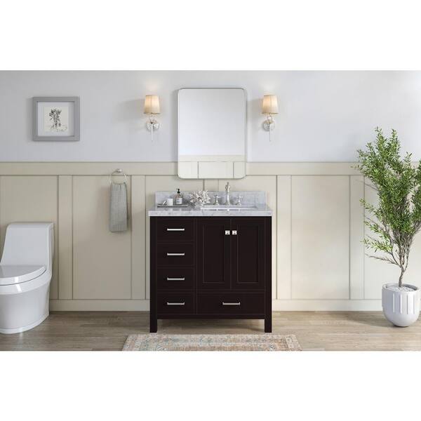 ARIEL Cambridge 37-in Midnight Blue Undermount Single Sink Bathroom Vanity  with Pure White Quartz Top in the Bathroom Vanities with Tops department at