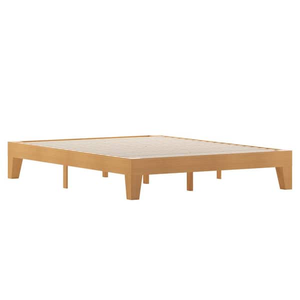 TAYLOR + LOGAN Brown Wood Frame Queen Platform Bed