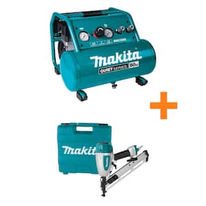 3 Gal. Quiet Series 1.5 HP, Oil-Free, Electric Air Compressor with Bonus 15-Gauge, 2.5 in. Angled Finish Nailer