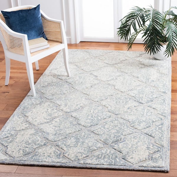 Restoration Vintage 3 ft. x 5 ft. Blue/Ivory Distressed High-Low Area Rug