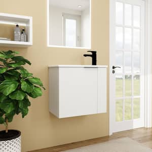 22 in. W x 13 in. D x 19 in. H Floating Bath Vanity in White with White Porcelain Sink and Top