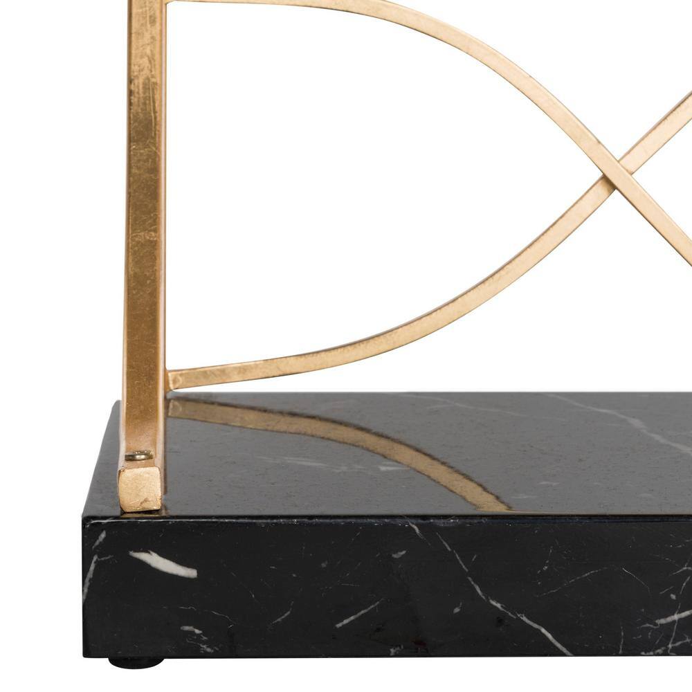 Black and Gold Glass 4-Tier Marble Base Etagere