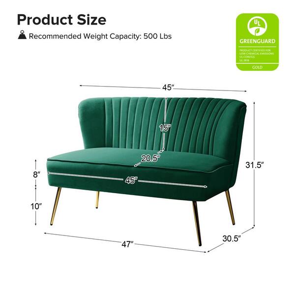 [新品]GREEN ROOM standard california CAP 紺 JAYDEN CREATION Carmita 47 in. Green Velvet Tufted 2-Seats