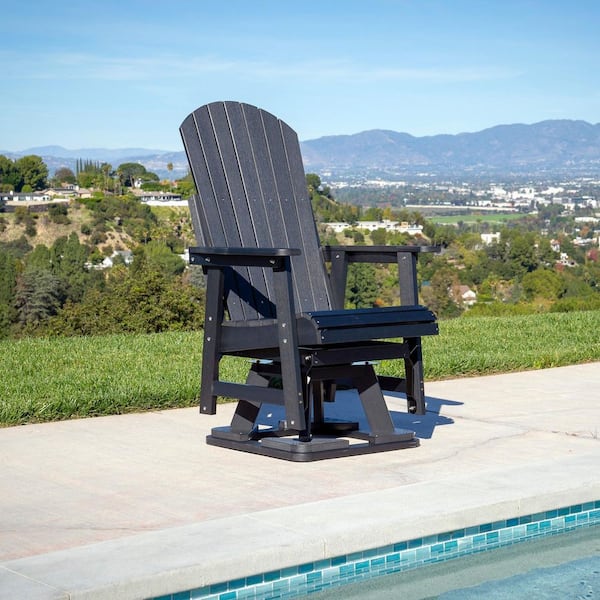 28 in. Poly Lumber Plastic Swivel Patio Glider, 1-Person, Weather Resistant, Heavy Duty 400 lbs., Matte Black