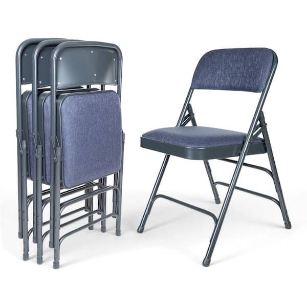 Bernadine Fabric Triple Brace Folding Dining Chair, Blue (Pack of 4)
