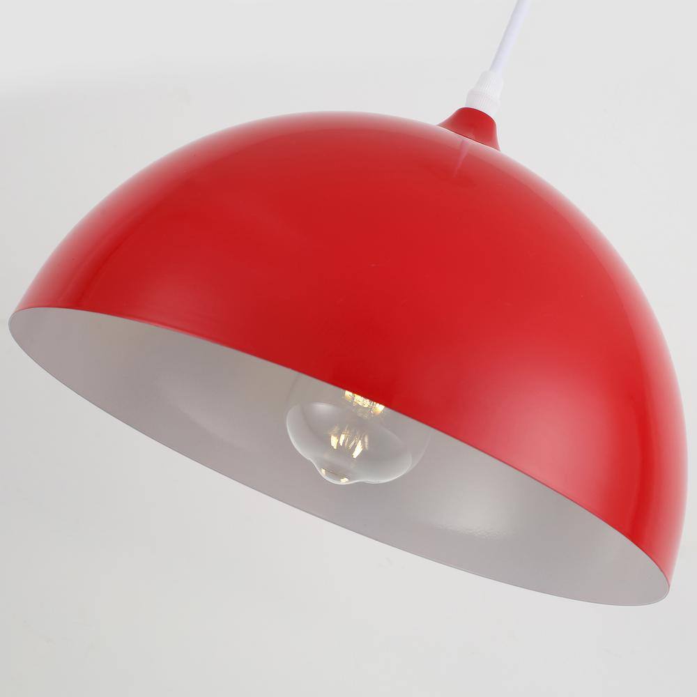 Red Metal Dome Adjustable Pendant Light