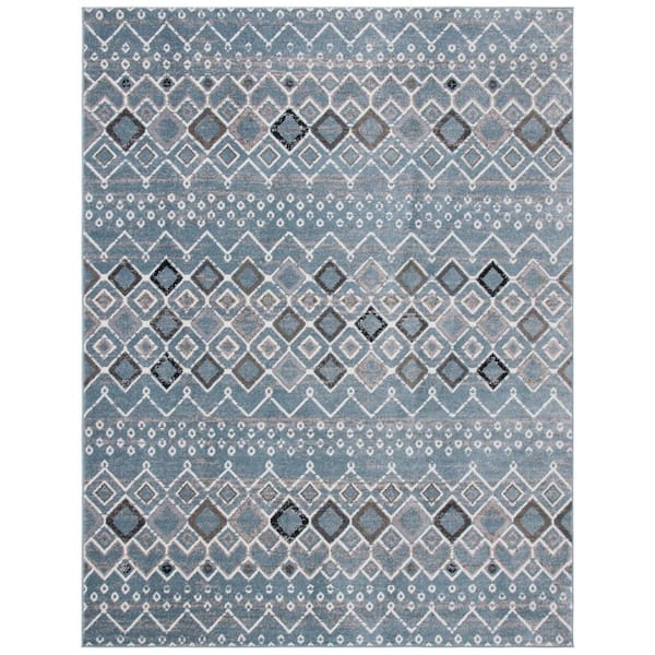 SAFAVIEH Amsterdam Blue/Ivory 7 ft. x 9 ft. Multi-Diamonds Chevron Area Rug