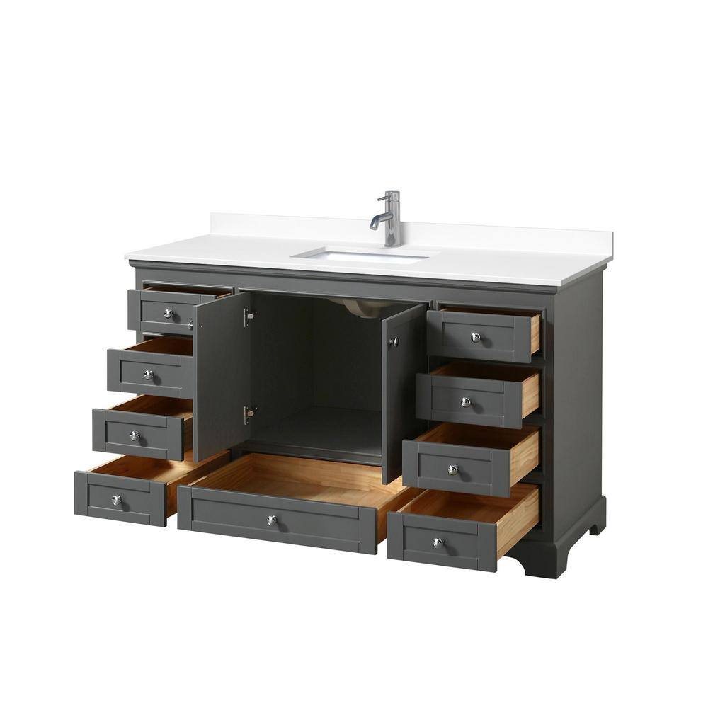 Deborah 60'' Dark Gray Single Bathroom Vanity with Marble Top