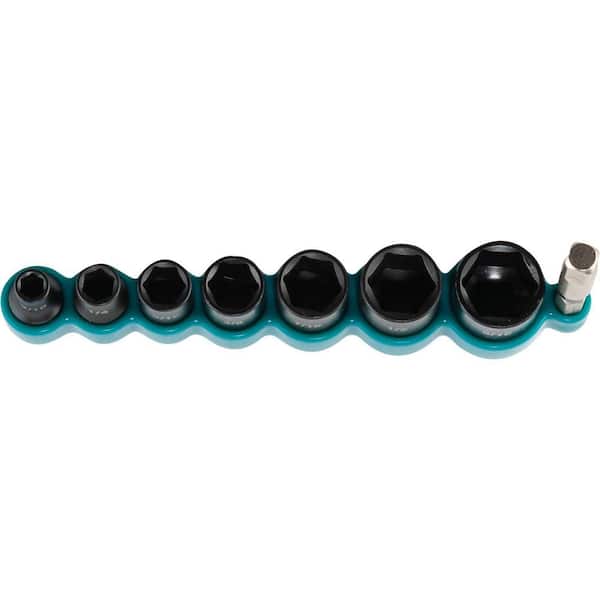 Makita - ImpactXPS 1/4 in. Drive 6-Point SAE Impact Socket Set with Standard Socket Adapter (8-Piece)