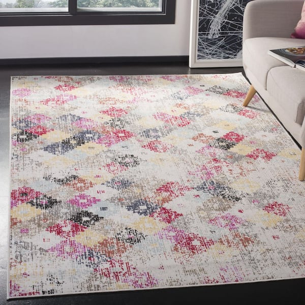 Montage Taupe/Multi 9 ft. x 12 ft. Distressed Grid Indoor/Outdoor Area Rug