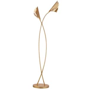 Merrigan Ginkgo 58.5 in. Gold Leaf Floor Lamp with Accent Shade
