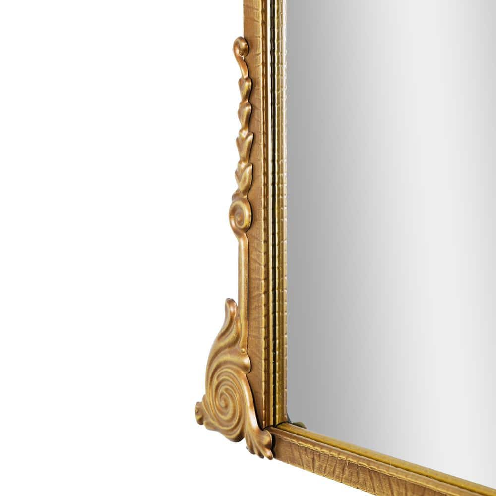Antique Gold Ornate Metal Framed Arched Mirror 29" x 33"