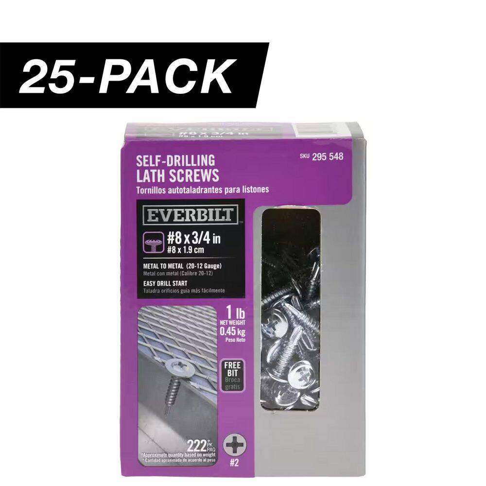 25-Pack #8 x 3/4 in. Phillips Drive Truss Head Lath Self-Drilling Screw (25 lb / 5,550-Piece) price history on PriceWatchPro