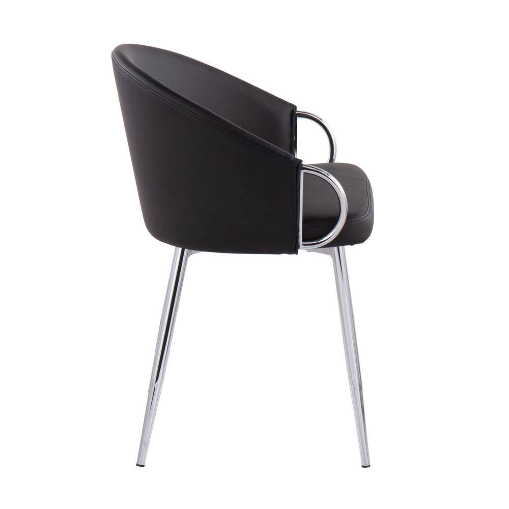 Black Faux Leather Upholstered Side Chair with Metal Frame