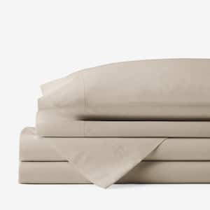 Company Cotton 3-Piece Cocoa Solid 300-Thread Count Cotton Percale Twin XL Sheet Set