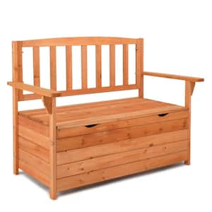40 in. Wood Outdoor Bench with Storage, Outdoor Storage Bench 30 Gallon Front Porch Bench