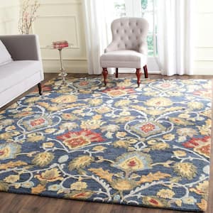 Blossom Navy/Multi 5 ft. x 5 ft. Geometric Floral Square Area Rug
