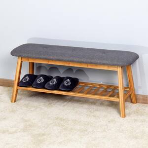 Natural Color Entryway Shoe Rack Bench 17.3 in. H x 12 in. W x 39.3 in. D