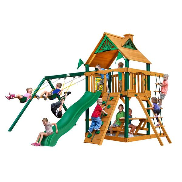 Gorilla Playsets Chateau Cedar Swing Set with Timber Shield Posts