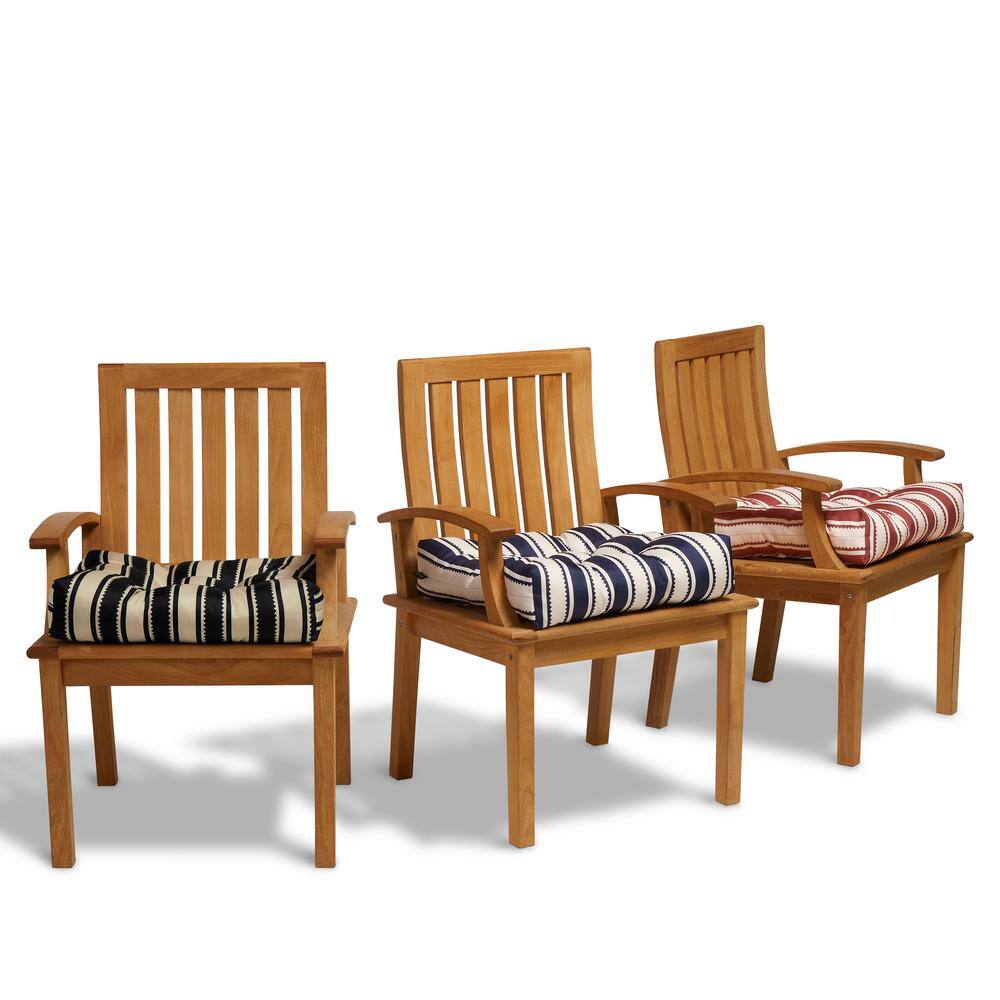 Classic Navy Sedona Stripe 19" Square Patio Seat Cushion