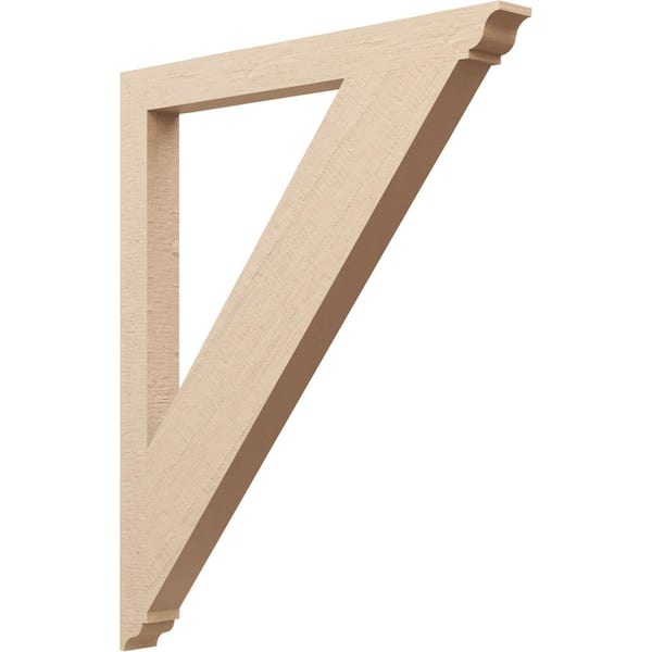 Ekena Millwork 3.5 in. x 48 in. x 40 in. Traditional Traditional Rough Cedar Woodgrain Timberthane Polyurethane Bracket, Primed Tan