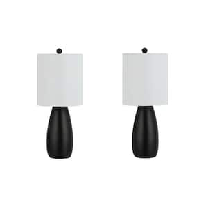 Arlia 24 in. Black Table Lamp with White Shade (Set of 2)