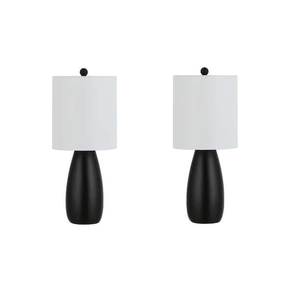 SAFAVIEH Arlia 24 in. Black Table Lamp with White Shade (Set of 2)