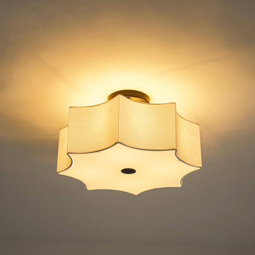 Violet 18.9 in. 4-Light Octagonal Drum Matte Black Semi-Flush Mount Ceiling Light with White Fabric Shade for Foyer price history on PriceWatchPro